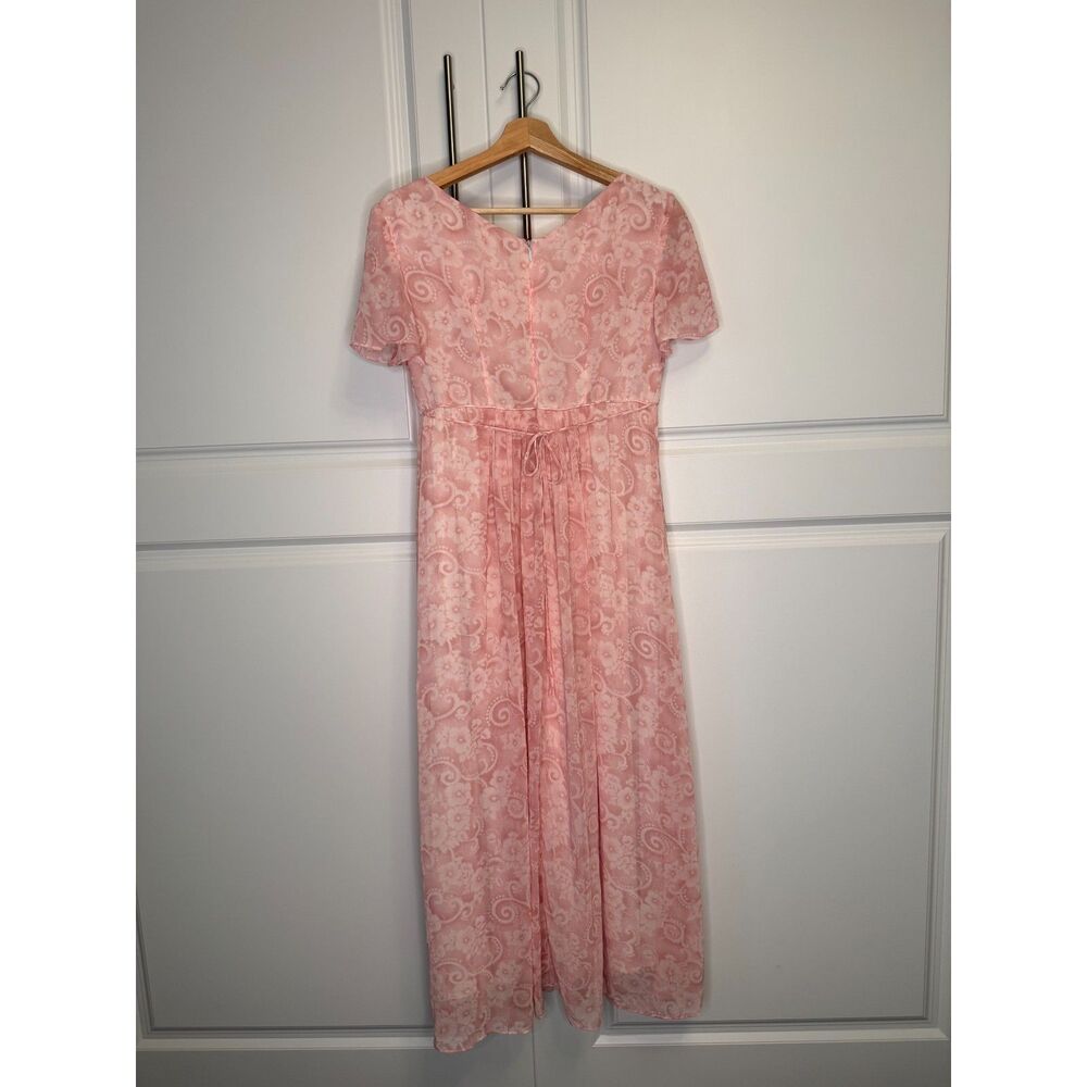 Vintage Susan Bristol Pink Floral Midi Dress Size 8 Cottagecore Prairie Romantic